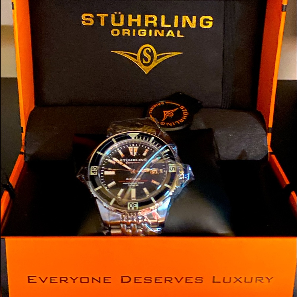 Men’s Stuhrling Original Depthmaster 42mm (Silver/Black Dial Stainless Steel)